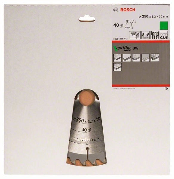 2608640670 - Lama per seghe da banco Optiline Wood 250 x 30 x 3,2 mm, 40
