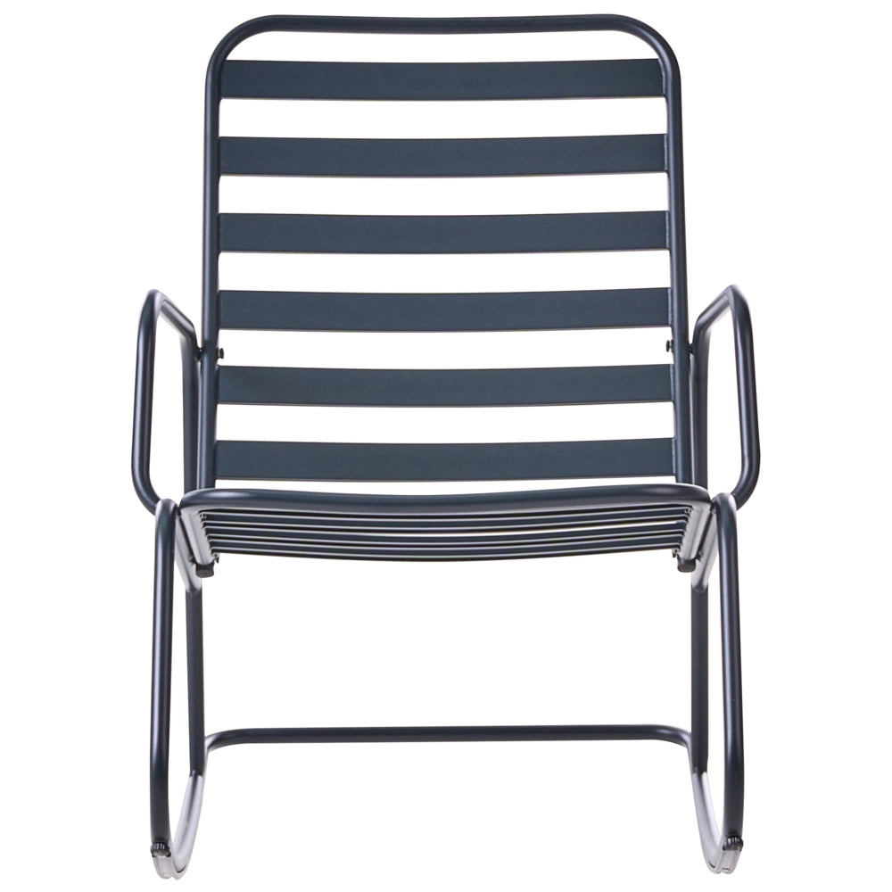 Sedia a dondolo da giardino nero alluminio a doghe Design moderno per esterni