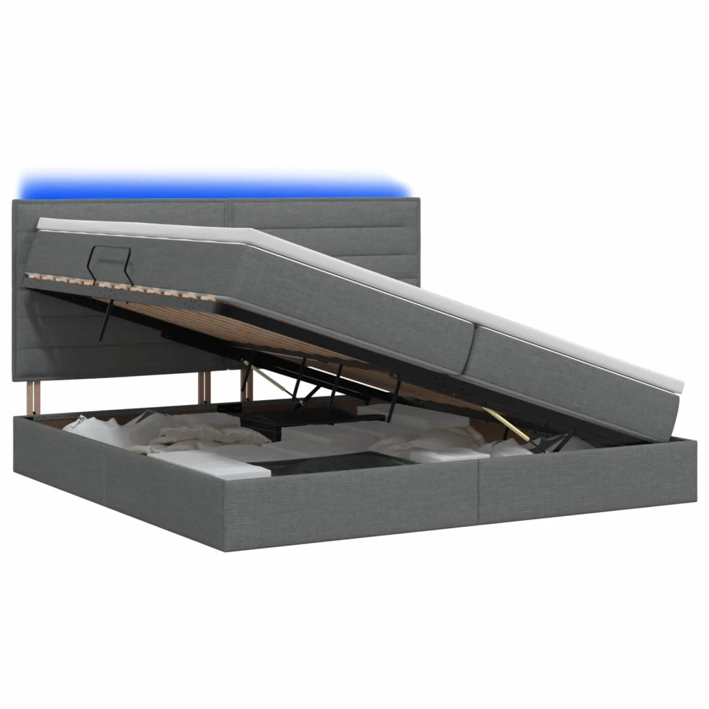 Letto con contenitore LED e materasso Grigio Scuro 200 x 200 cm 3459904