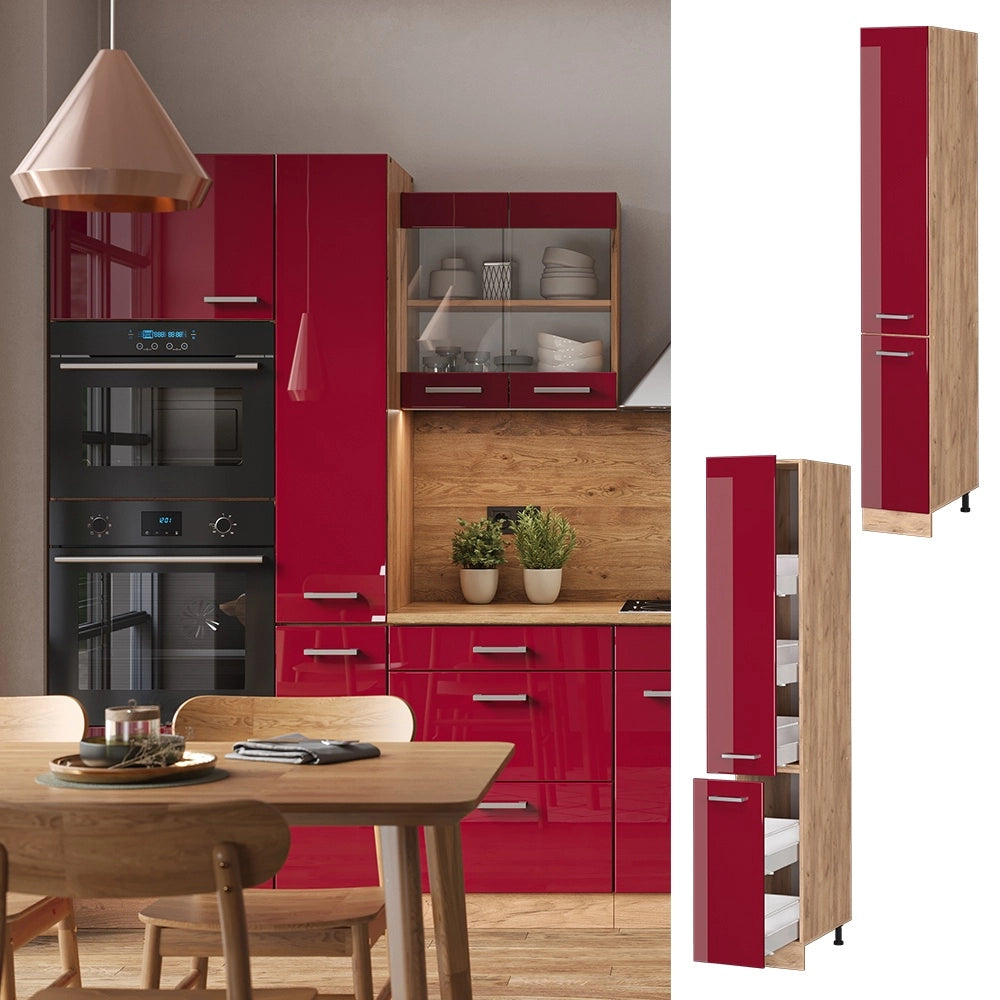 Armadio da farmacia R-Line Rosso lucido/Rovere dorato 30 cm Vicco