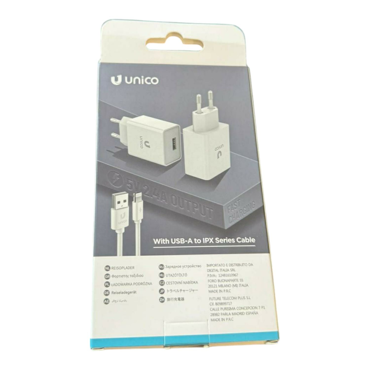 CARICATORE ALIMENTATORE DA RETE USB A LIGHTNING 2.4 A BIANCO