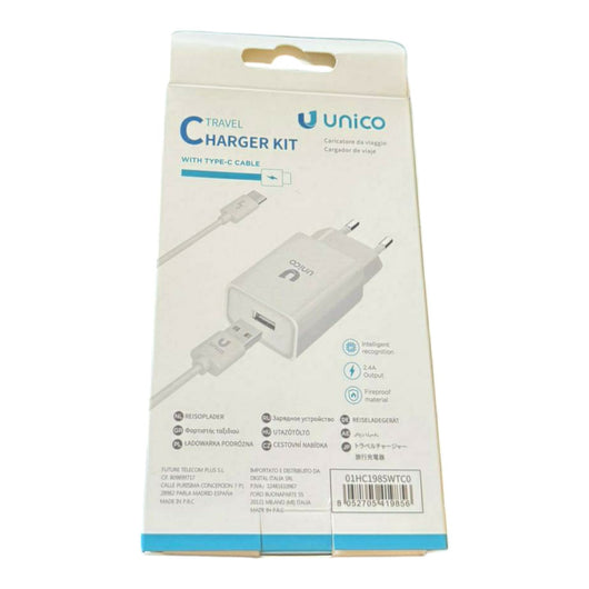 CARICATORE ALIMENTATORE DA RETE USB A USB - C 2.4 A BIANCO