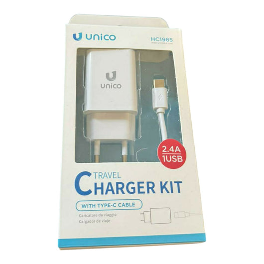 CARICATORE ALIMENTATORE DA RETE USB A USB - C 2.4 A BIANCO
