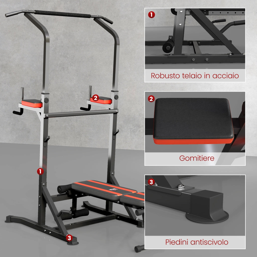 Stazione Fitness Multifunzione Pieghevole ¨C Zephmum ¨C Acciaio, Regolabile, Portata 150kg