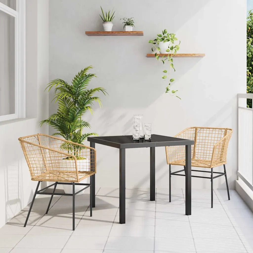 Set da Pranzo per Giardino 3 pcs Marrone polyrattan 3380897
