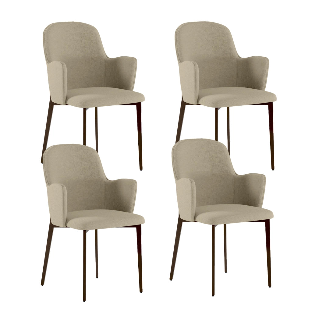 Set 4 Sedie Sophia 53,5x62,5x80 cm in Tessuto Easy-Clean Gambe in Metallo Bronzo Beige