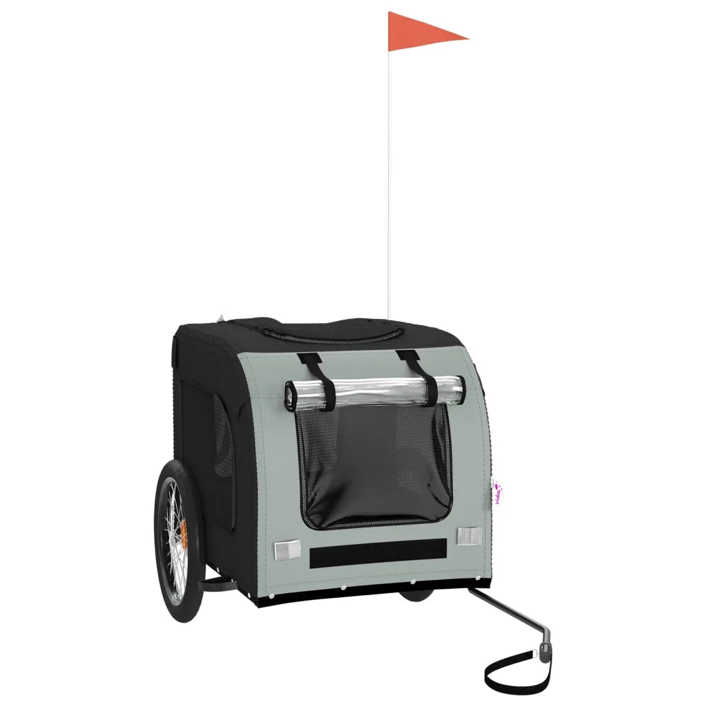 Rimorchio da Bici per Animali Grigio e Nero Oxford e Ferro CFW3428640