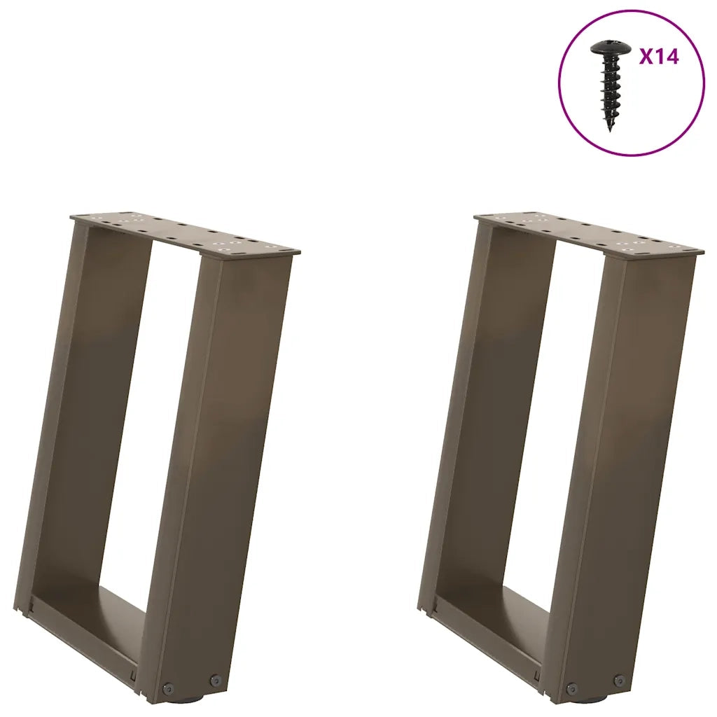 Gambe per Tavolino da CaffÃ¨ a Forma di U 2 pz Acciaio Naturale 38x(42-43) cm Acciaio