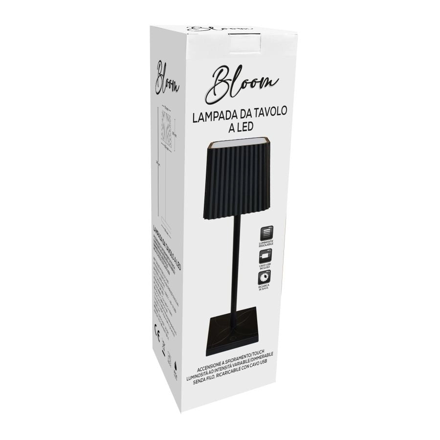 LAMPADA DA TAVOLO A LED NERO SENZA FILO DIMMER LUCE CALDA TOUCH RICARICA USB