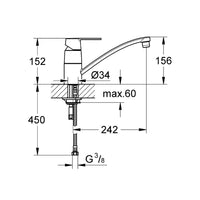 Miscelatore grohe per lavello serie get cromato