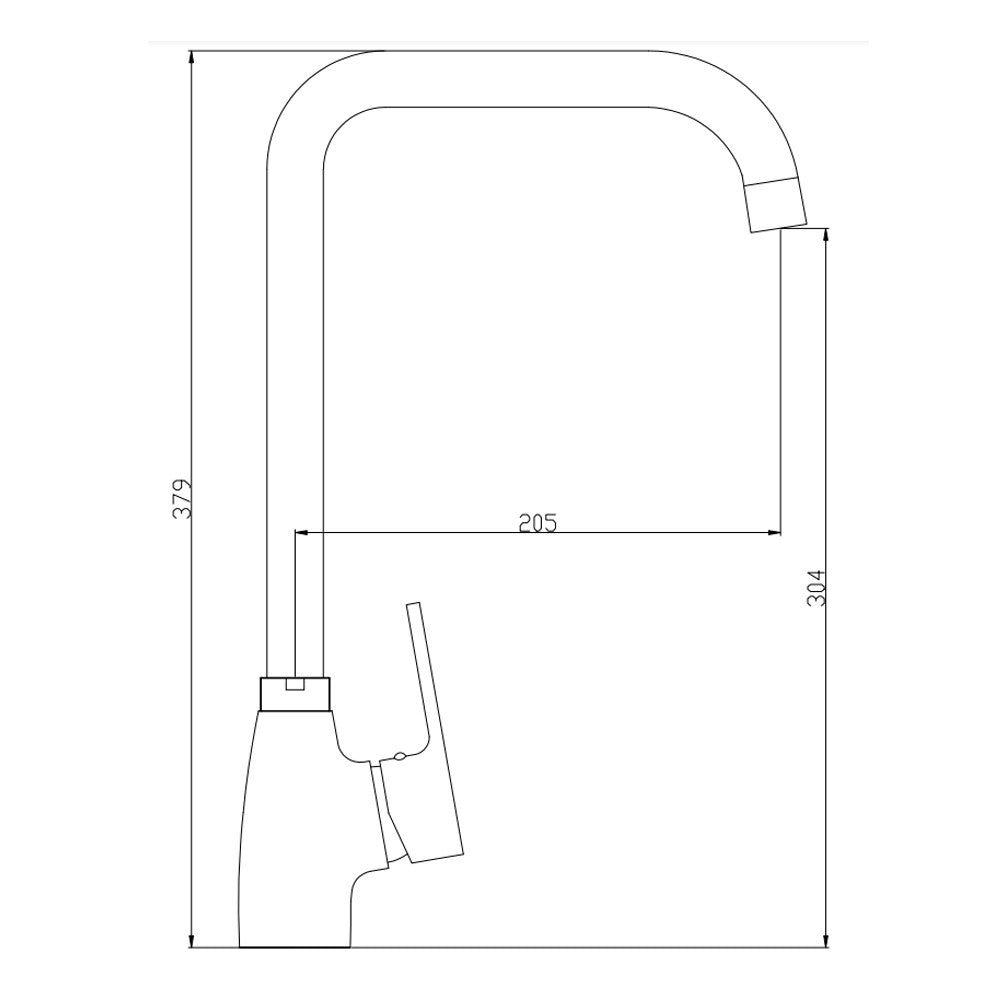 Miscelatore Cucina Canna Squadrata In Ottone , Nero opaco Completo