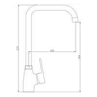 Miscelatore Cucina Canna Squadrata In Ottone , Nero opaco Completo