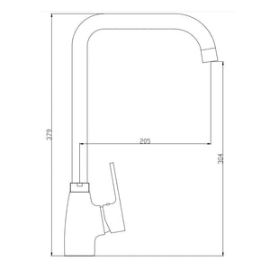 Miscelatore Cucina Canna Squadrata In Ottone , Nero opaco Completo