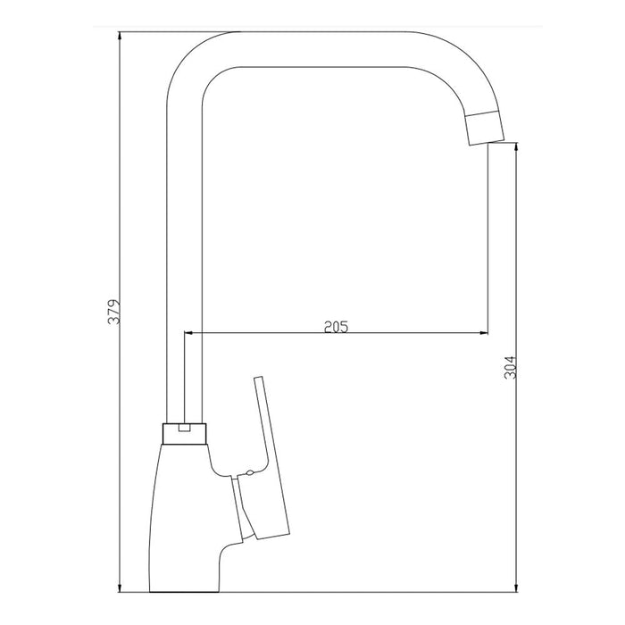 Miscelatore Cucina Canna Squadrata In Ottone , Nero opaco Completo