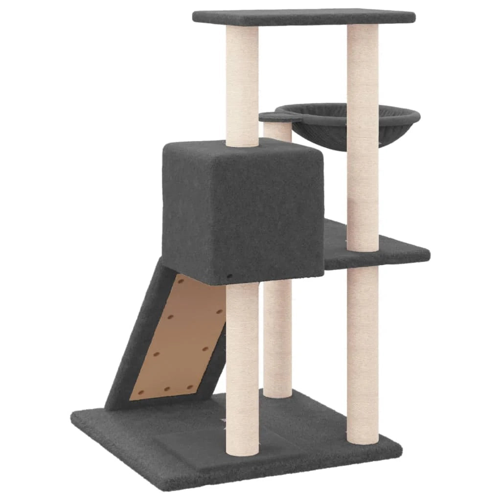 Tiragraffi per gatti torre per arrampicata giocattolo piattaforma per arrampicata con tiragraffi in sisal scuro 82 cm grigio 02_0022705