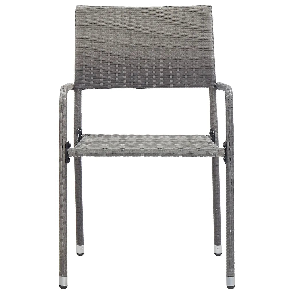 Sedie da Pranzo da Giardino 2pz Impilabili Grigie in Polyrattan 318719