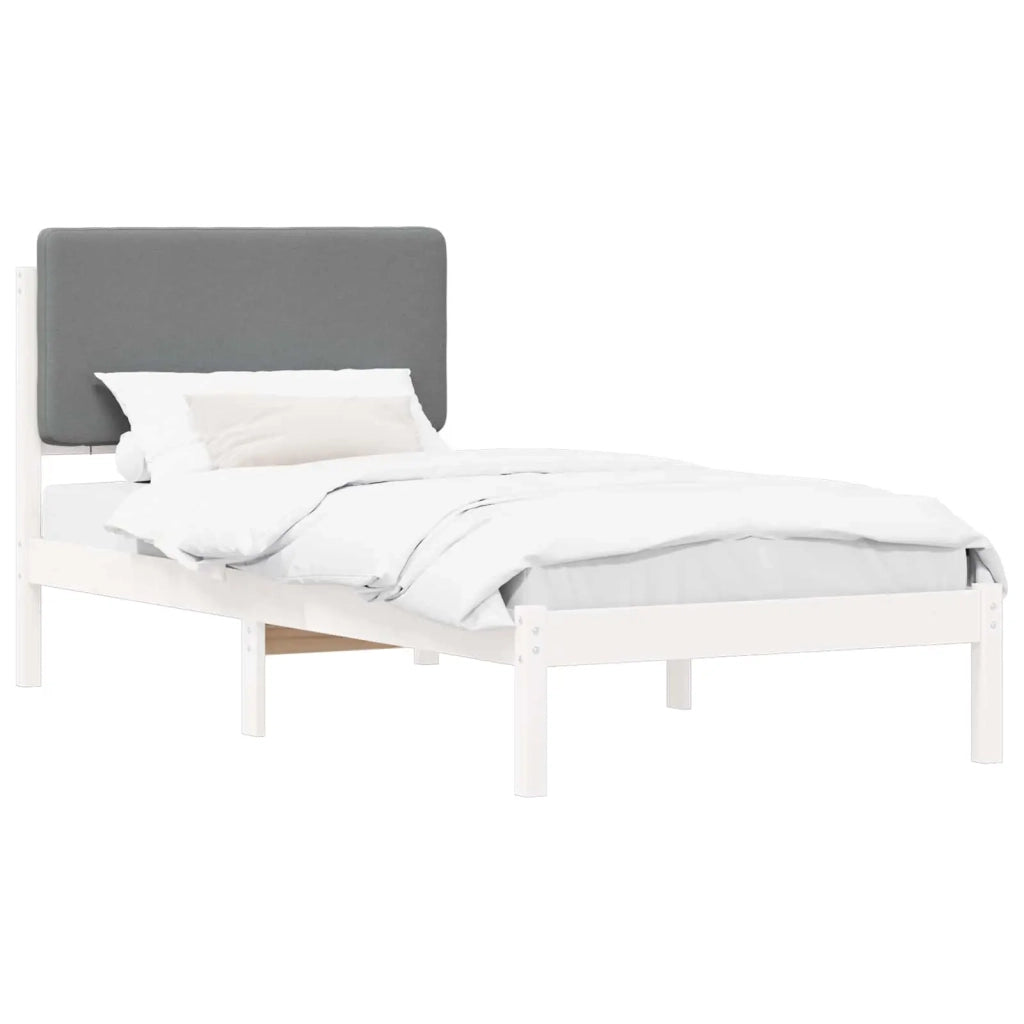 Letto con Testiera Rivestita Grigio chiaro 90 x 190 cm 877948