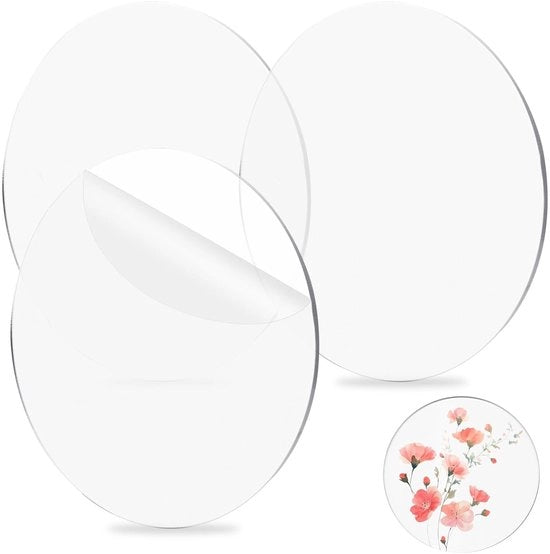 3 piastre di piatto di acrilico trasparente, diametro 15 cm, piatto di torta, riciclabile, non adesivo, piatto di torta di acrilico con pellicola protettiva, 3 mm di piatto di sottostazione, circolare, per il conservazione delle torte