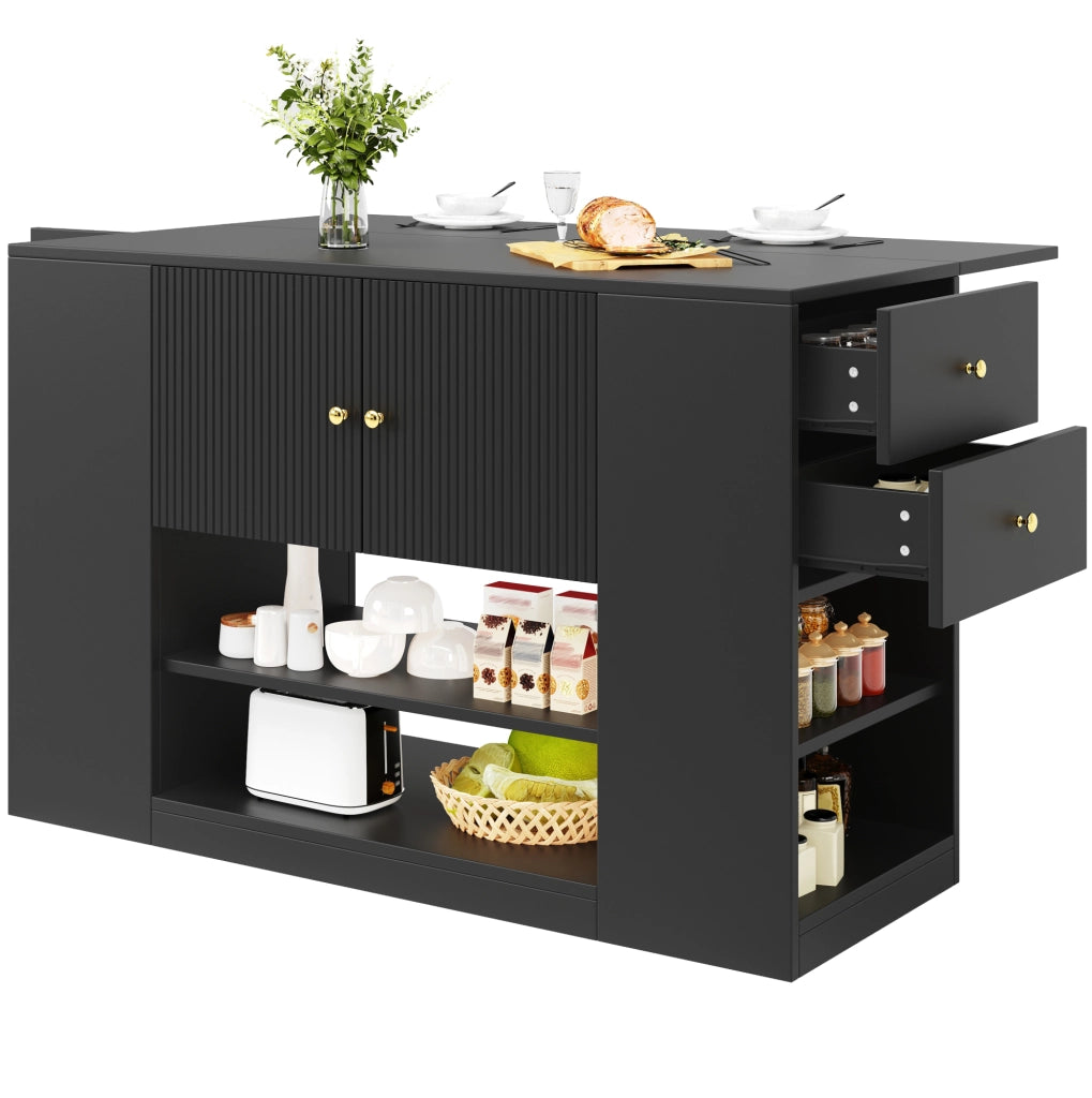 Isola da cucina 40x140 cm; piano ribaltabile; MDF; nero