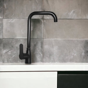 Miscelatore Cucina Canna Squadrata In Ottone , Nero opaco Completo