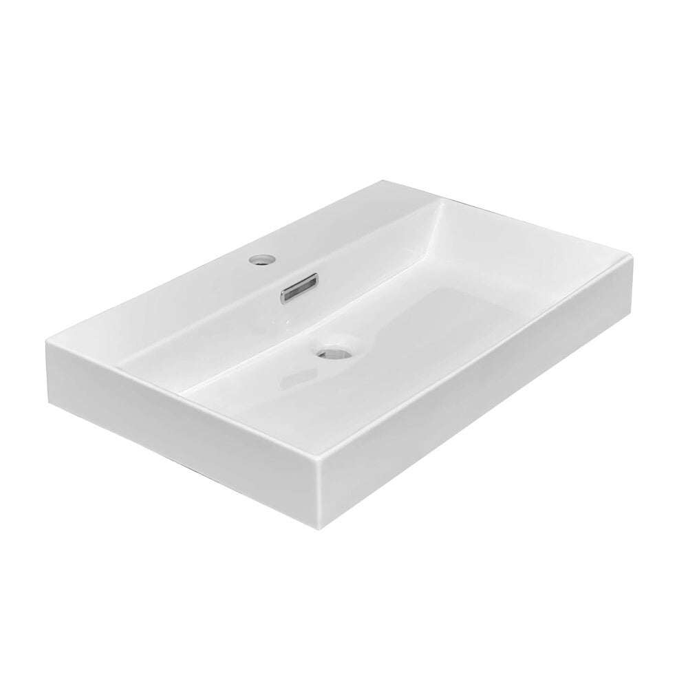 Lavabo da appoggio in resina 70x45 cm rettangolare bianco Monza
