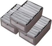 Organizzatore di cassetta per abbigliamento, divisa e ripiegabile, contenitore per intimo, adatto per camera da letto, armadio e cassetti (grigio, L-3 pezzi)
