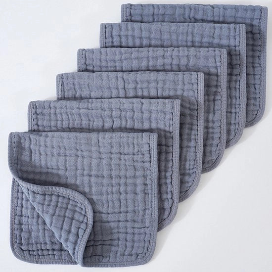 Set di asciugamani per bambini 20" x 10", confezione da 6 - Grande, 6 strati, ultra-assorbente, cotone per la saliva dei bambini e la sporcizia - Leggeri, sicuri e morbidi asciugamani per bambini per ragazzi e ragazze - Grigio scuro