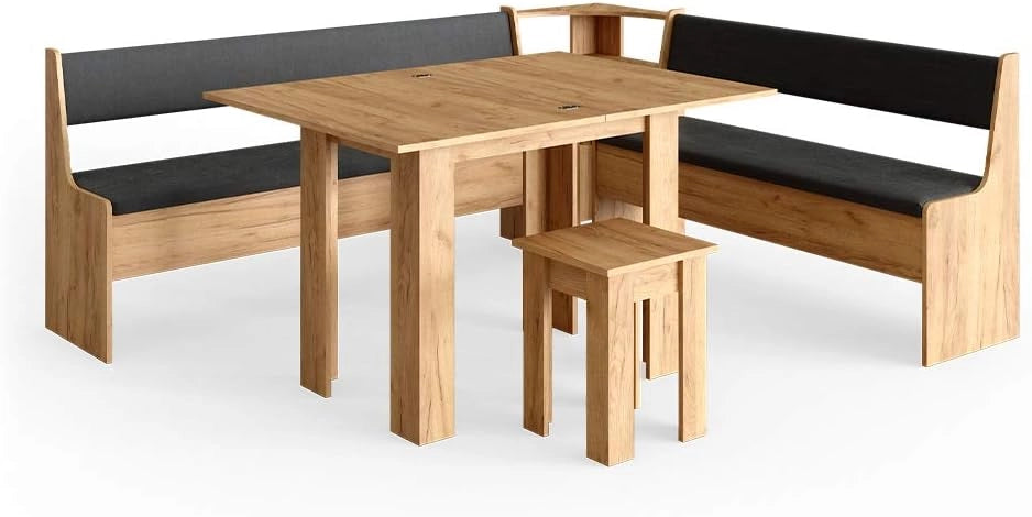 Panca ad angolo Roman, Quercia dorata, 76.6 x 41.5 cm, adatto per il posizionamento ad angolo in cucine e sale da pranzo