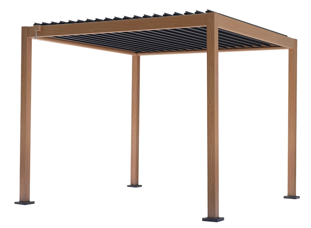 Ombrellone Firenze palo laterale Greenwood 3x4 Colore: Effetto legno