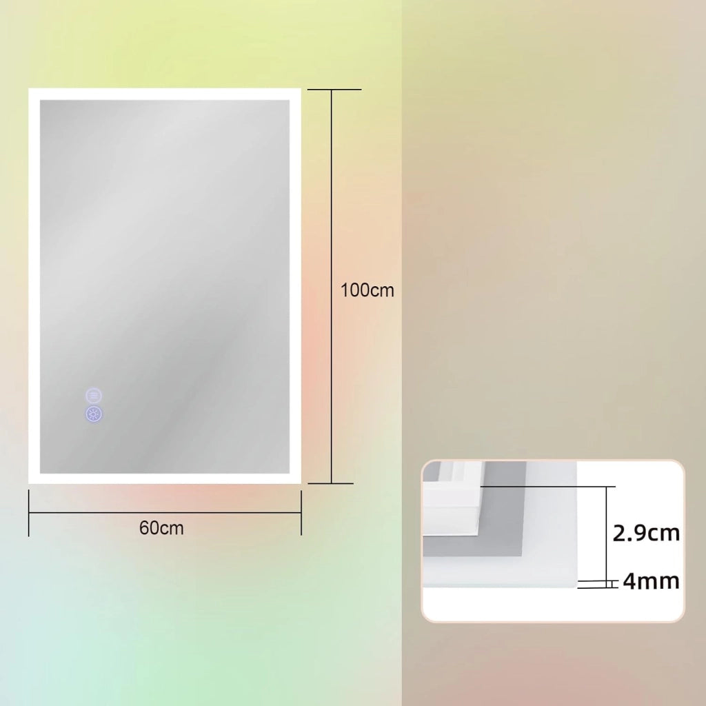 ZMH Specchio da Bagno Illuminato con Regolazione d'Intensità e Interruttore Touch