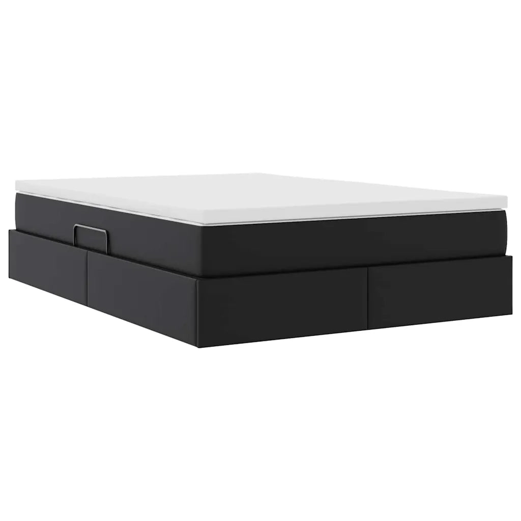 Letto con contenitore e materasso Nero 140 x 200 cm