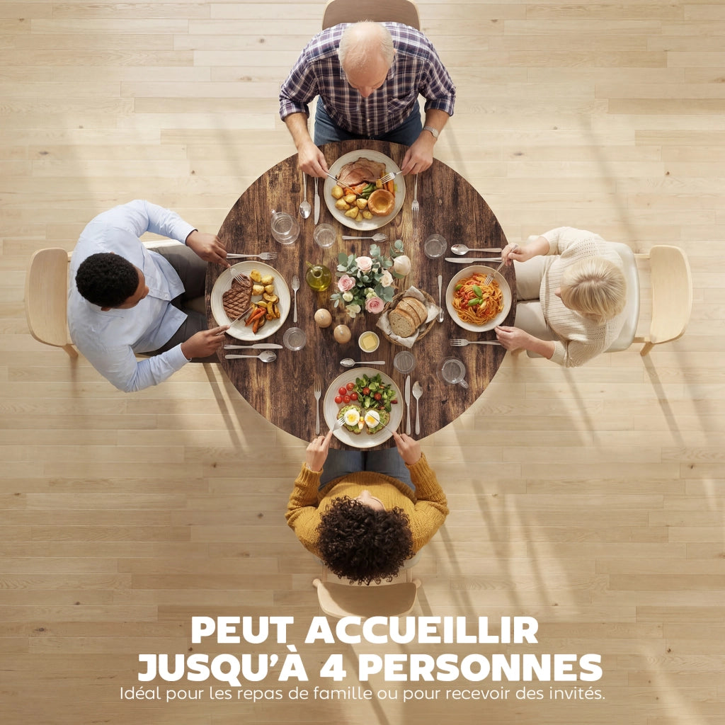 Tavolo da pranzo rotondo per 4 persone ¨C zephmum ¨C legno massello effetto rovere 100x76