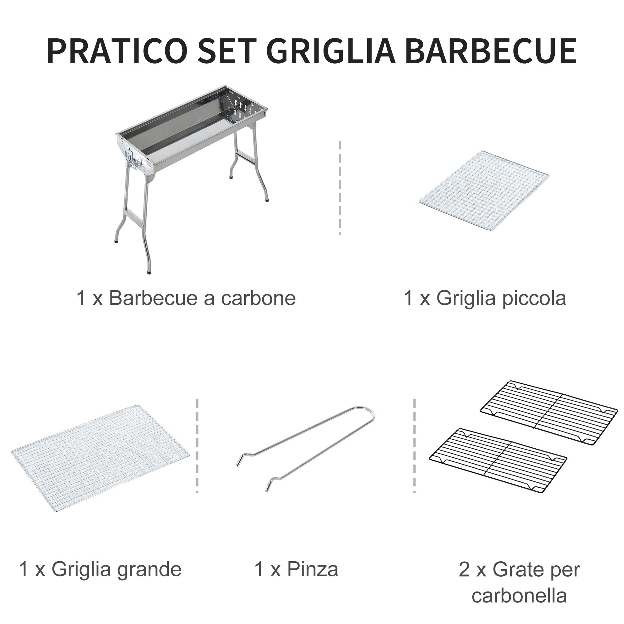 Barbecue a Carbone Carbonella Portatile e Pieghevole in Acciaio Inox