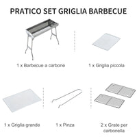 Barbecue a Carbone Carbonella Portatile e Pieghevole in Acciaio Inox