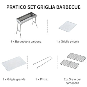 Barbecue a Carbone Carbonella Portatile e Pieghevole in Acciaio Inox