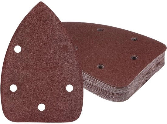 Set di carta abrasiva 25 pezzi - Driehoek 9,9 cm x 13,9 cm - Korrel 120/180/240/800/1000 - Ossidiana di alluminio - Antistatica - Per mobili in legno - carta abrasiva per sega a nastro