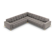 Cosmopolitan Design - Divano angolare reversibile "Bali" 6 posti in velluto grigio chiaro 