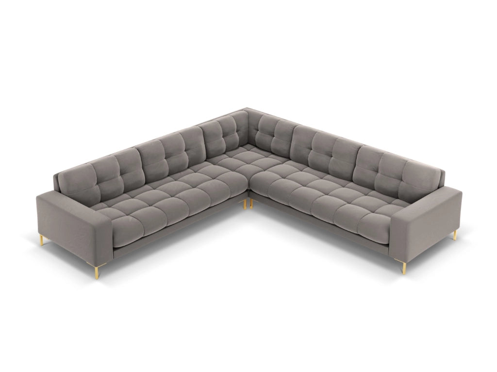 Cosmopolitan Design - Divano angolare reversibile "Bali" 6 posti in velluto grigio chiaro 