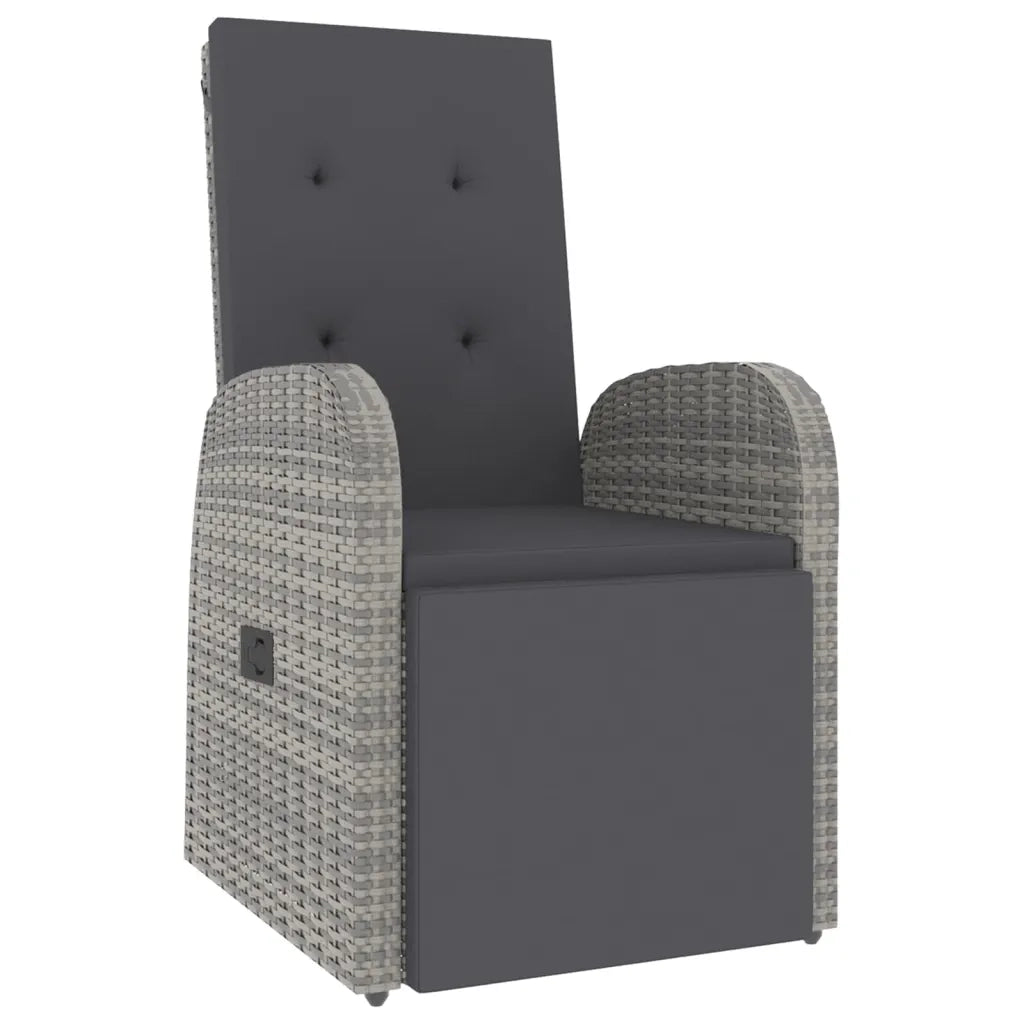 Set Mobili Giardino 2pz Grigio Polyrattan Legno Massello Acacia 3157657