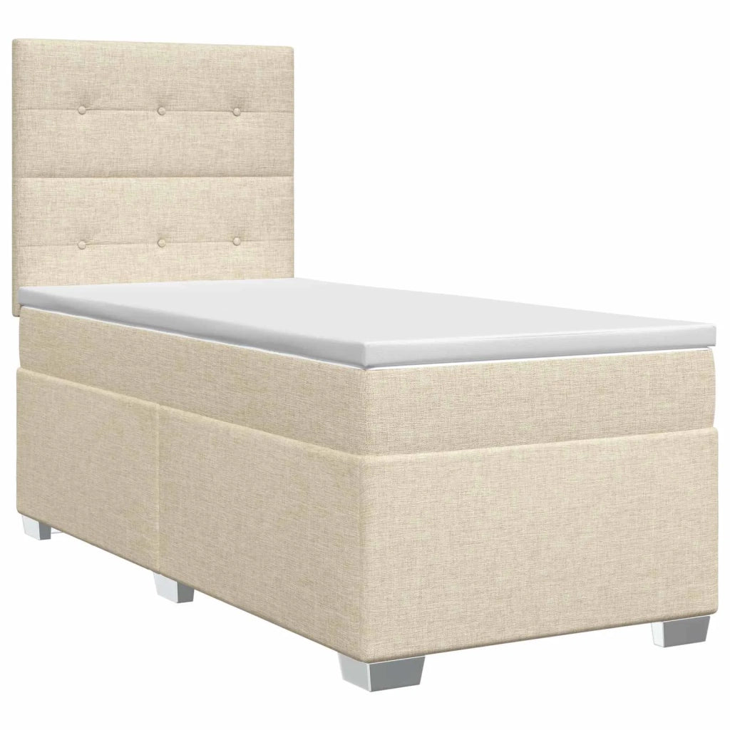 Letto box spring con materasso Crema 90 x 190 cm Tessuto 3453302