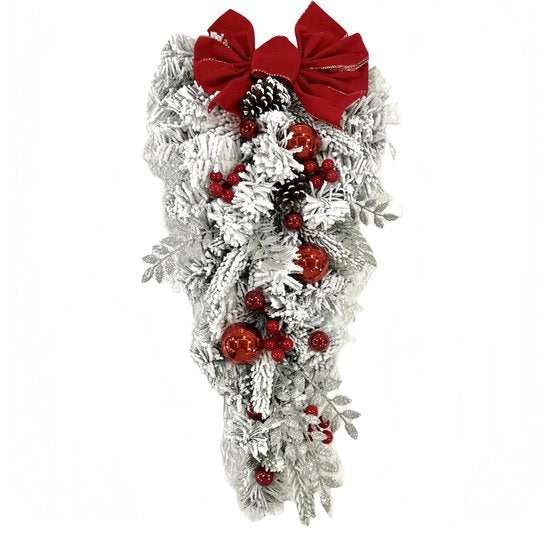 Decorazione di Natale a forma di fiocchi, hanger per porta, decorazione di Natale, decorazione di Natale a forma di fiocchi, rotanglio, decorazione di Natale rovesciata per albero