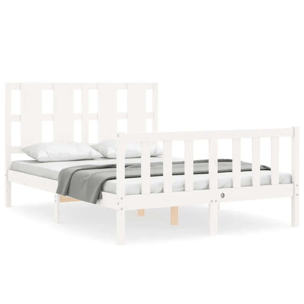 Giroletto senza Materasso-Struttura Letto Bianco 140x200 cm Legno Massello Pino 987072
