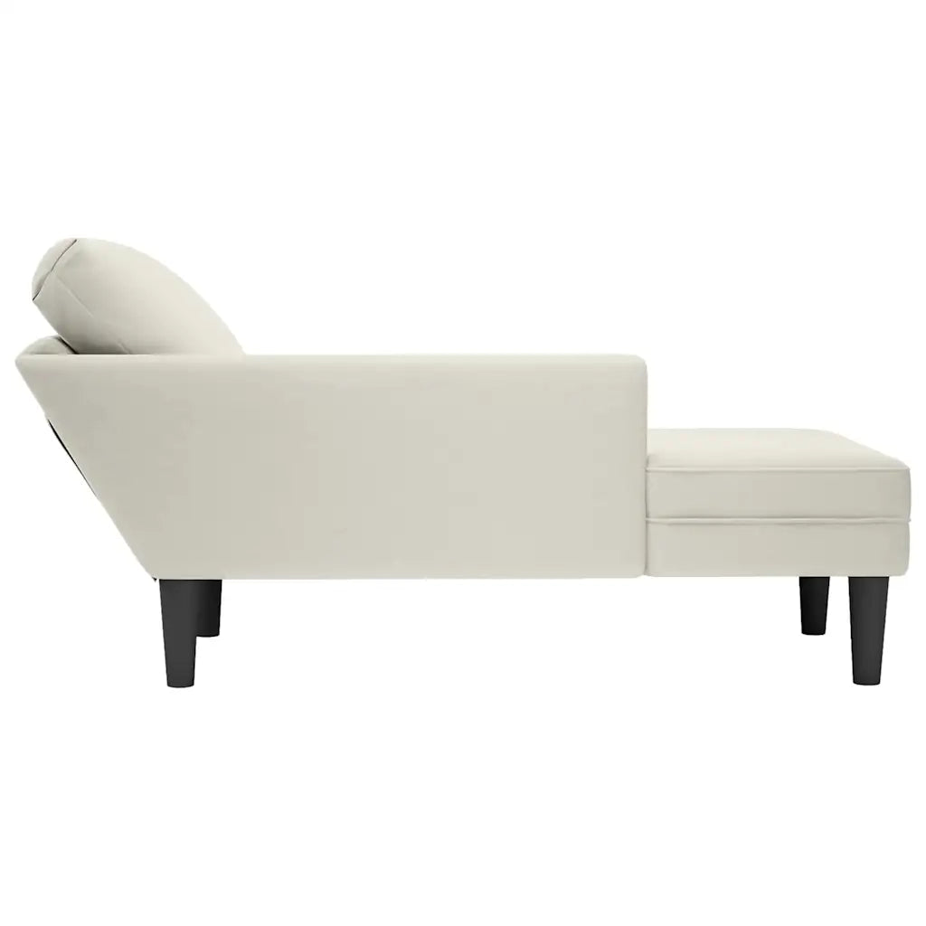 vidaXL Sdraio con Cuscino e Bracciolo Destro in Velluto Crema