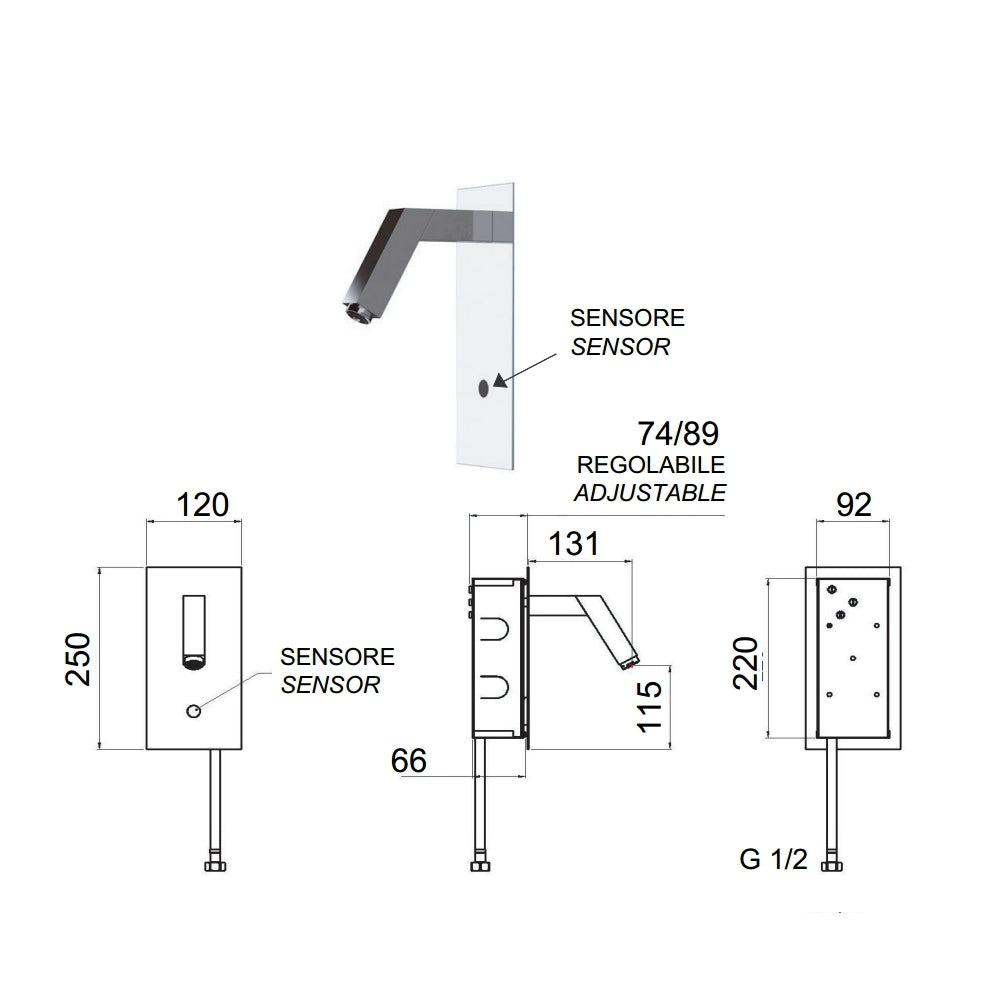 Sensor - rubinetto lavabo con sensore a incasso
