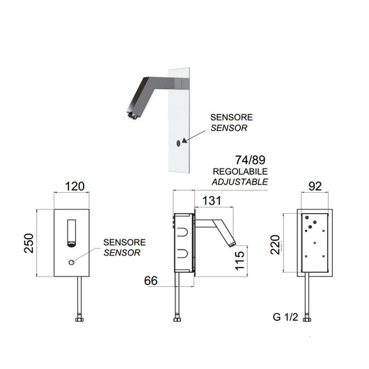 Sensor - rubinetto lavabo con sensore a incasso