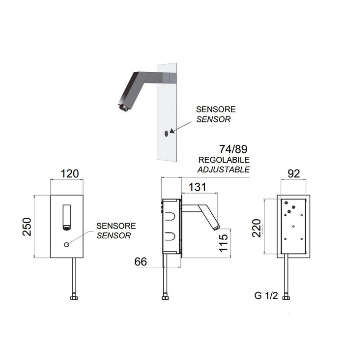 Sensor - rubinetto lavabo con sensore a incasso