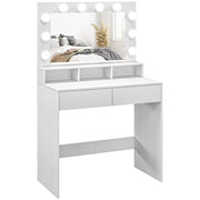 Tavolo trucco con specchio illuminato LED e cassetti ¨C zephmum ¨C bianco
