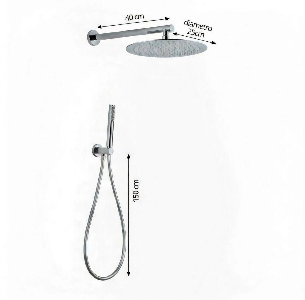 Set doccia completo di soffione tondo diametro 25 cm e set doccetta KZ-1005-2 PERU - Cromato Lucido