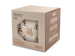 Servizio Tavola 18 pz  Natalizio Retro Skiers