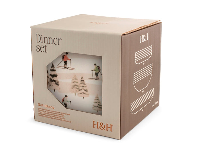 Servizio Tavola 18 pz  Natalizio Retro Skiers